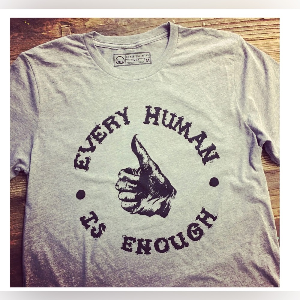 NWOT Human Unlimited XL Heather Grey graphic tee never worn slim fit